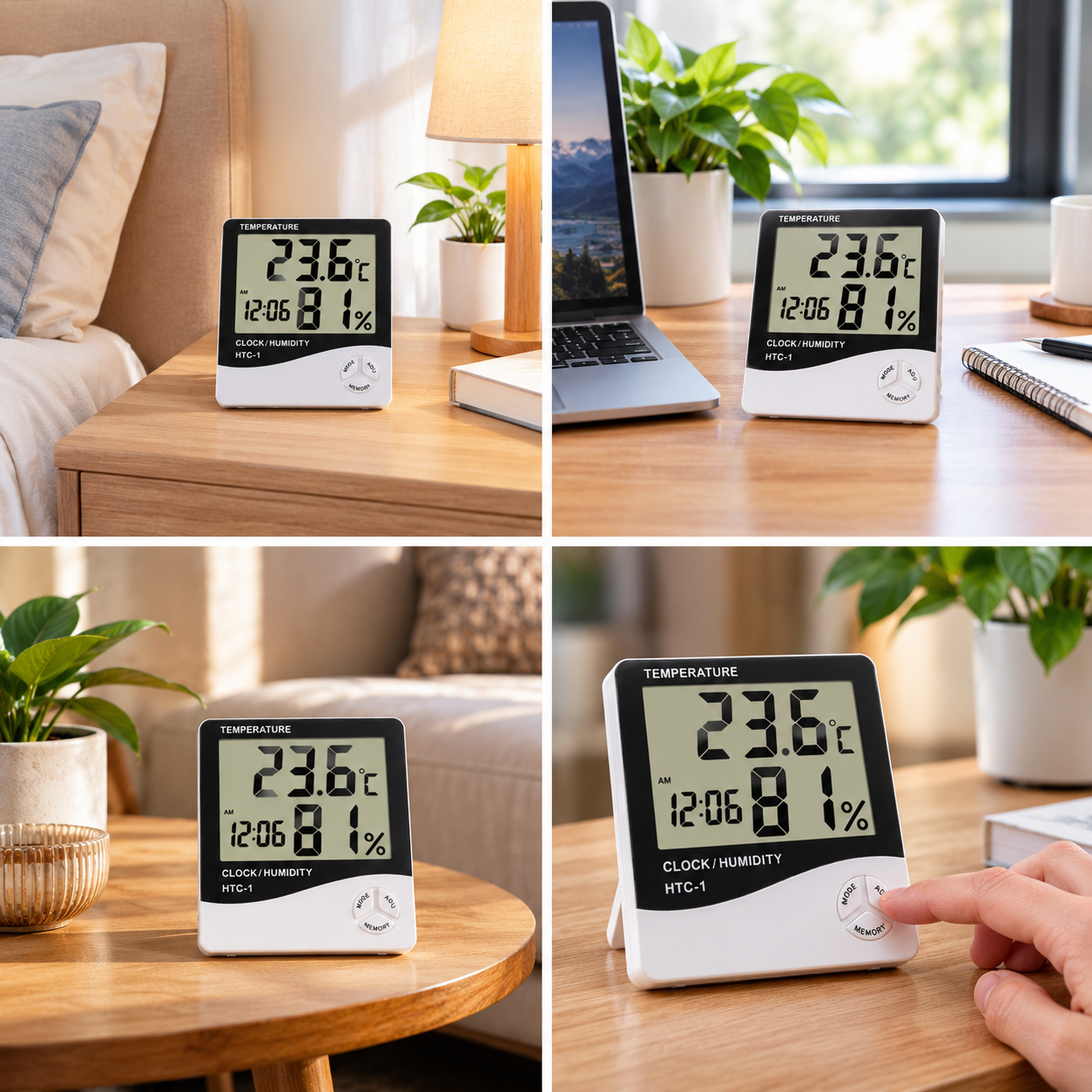 Thermometer, Hygrometer with Alarm Clock